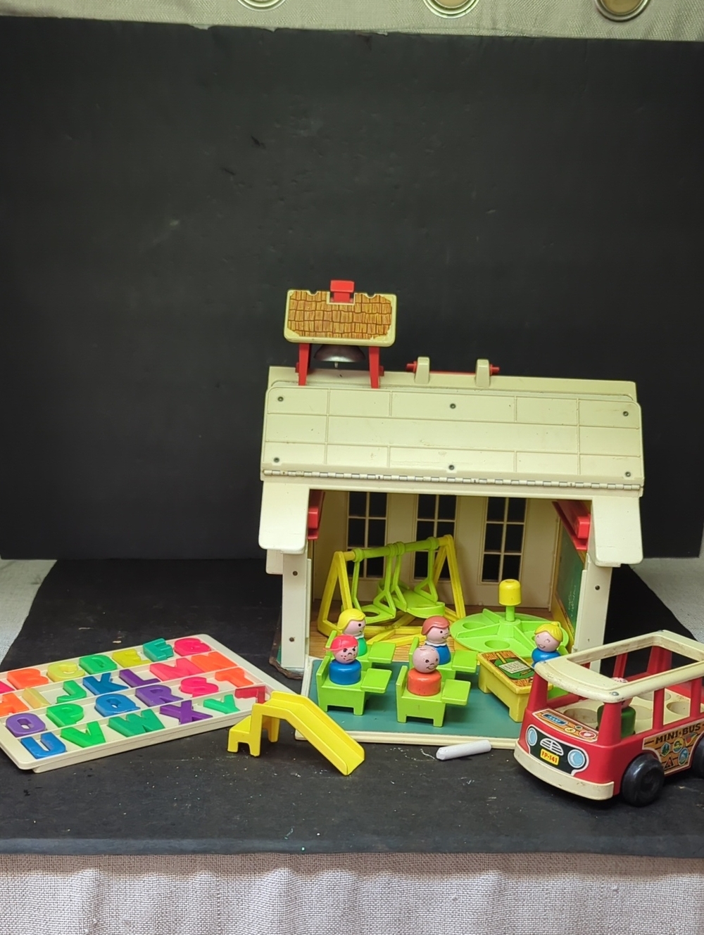 Set19)#923	 Little‎ People Play Family School 1971 w/extras set/trays/bus